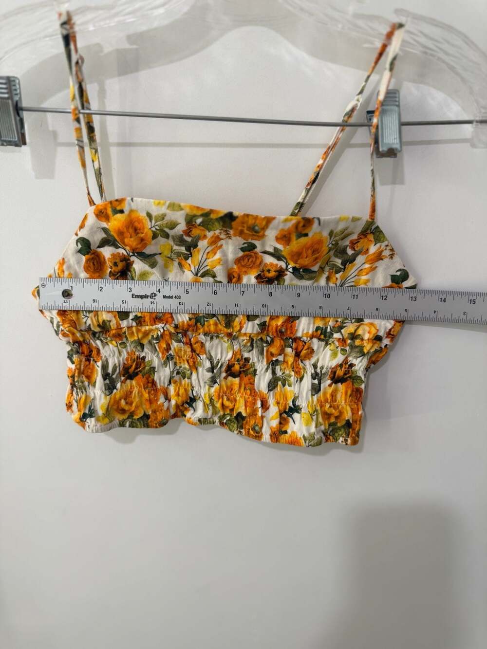 Onia Women's Yellow Orange Floral Print Crop Top Camisole Size M - Picture 8 of 9